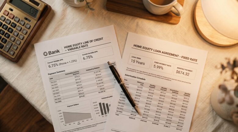 Comparison chart showing HELOC and home equity loan rates with falling prime rate indicator
