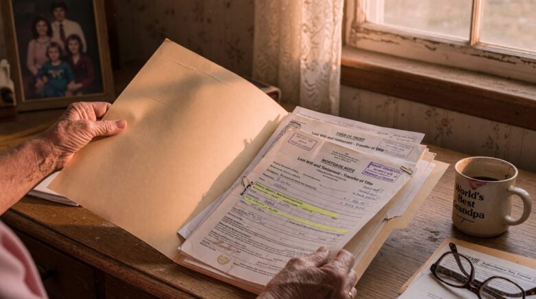 Document showing inherited home with variable-rate mortgage details and rate adjustment notice