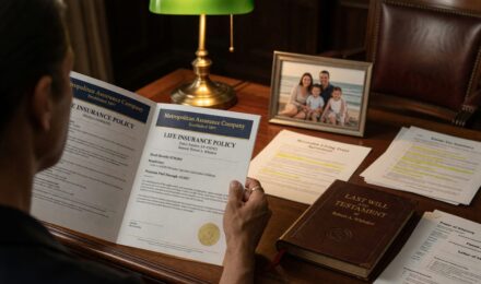 Financial advisor discussing life insurance estate planning strategy with clients for multi-generational wealth transfer