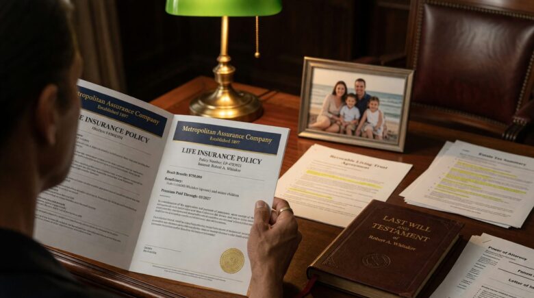 Financial advisor discussing life insurance estate planning strategy with clients for multi-generational wealth transfer
