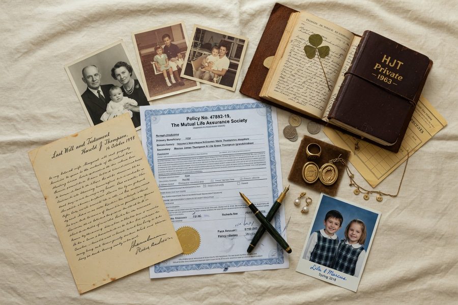 Family reviewing estate documents with financial advisor at a conference table