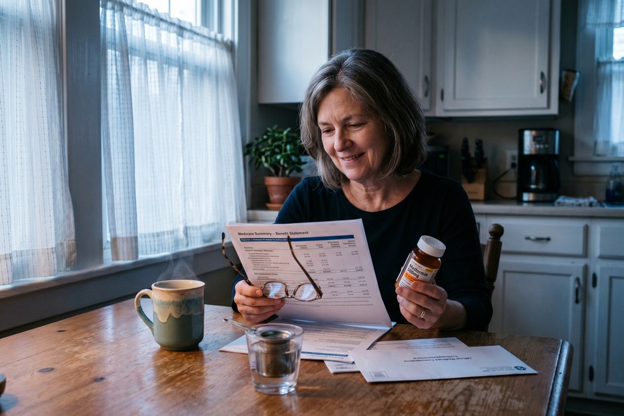 Side-by-side comparison of Medicare Original versus Medicare Advantage monthly cost stacks