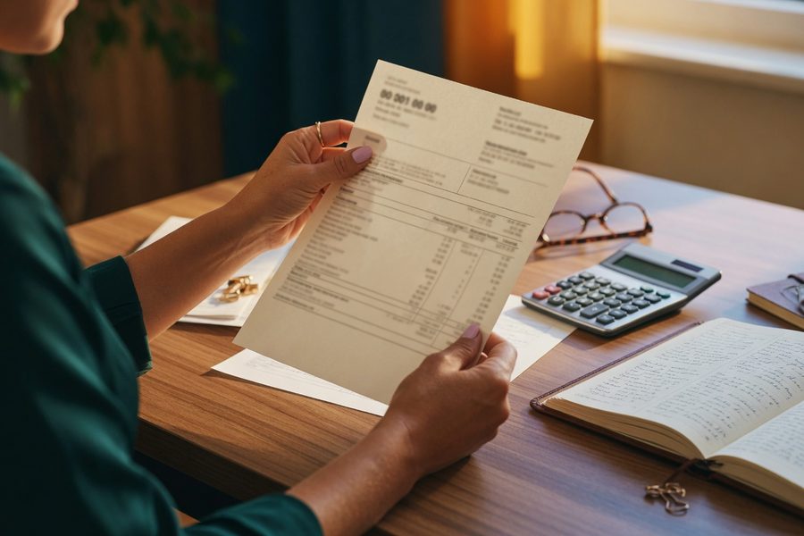 Worried couple reviewing mortgage documents at kitchen table with financial advisor nearby