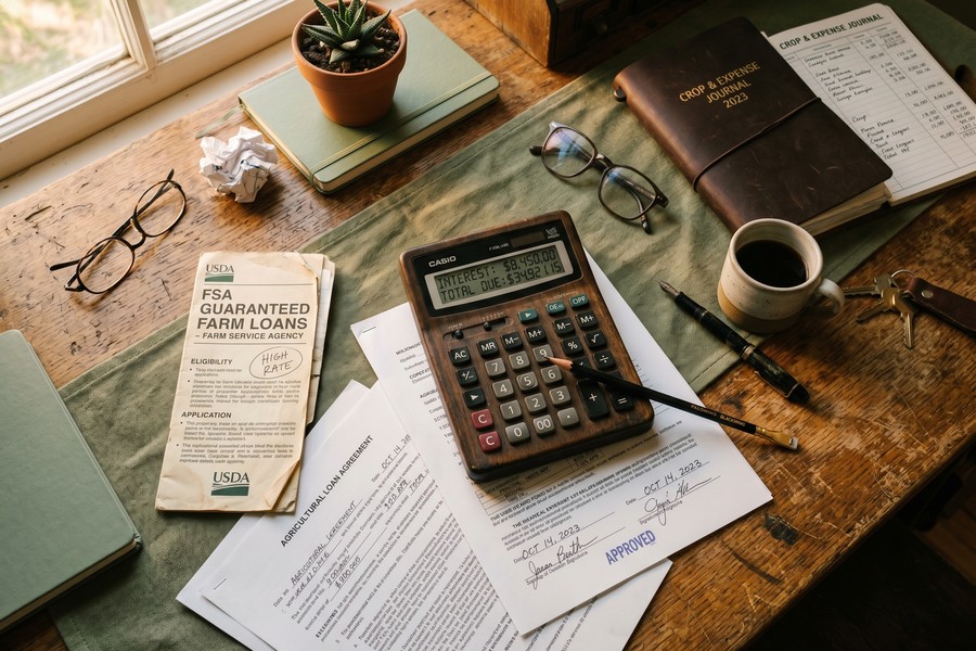 Chart comparing farm financial stress index readings from 2023 to 2026 by farm type