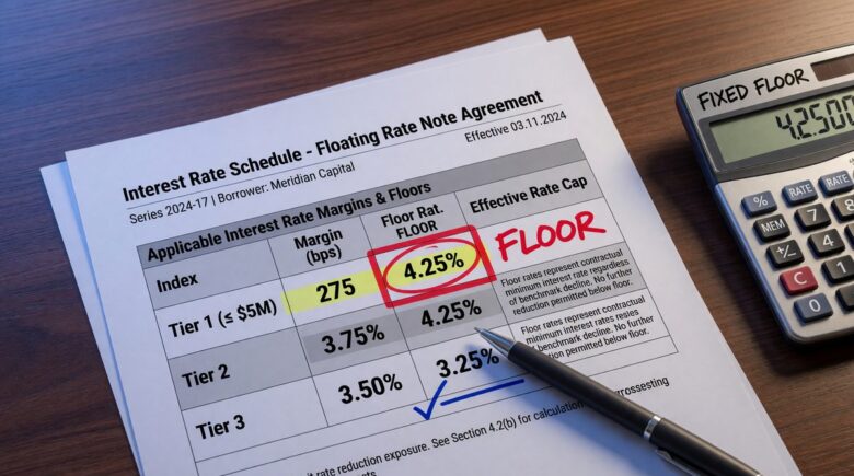 Illustration showing how a prime rate floor prevents loan rates from falling below a minimum level