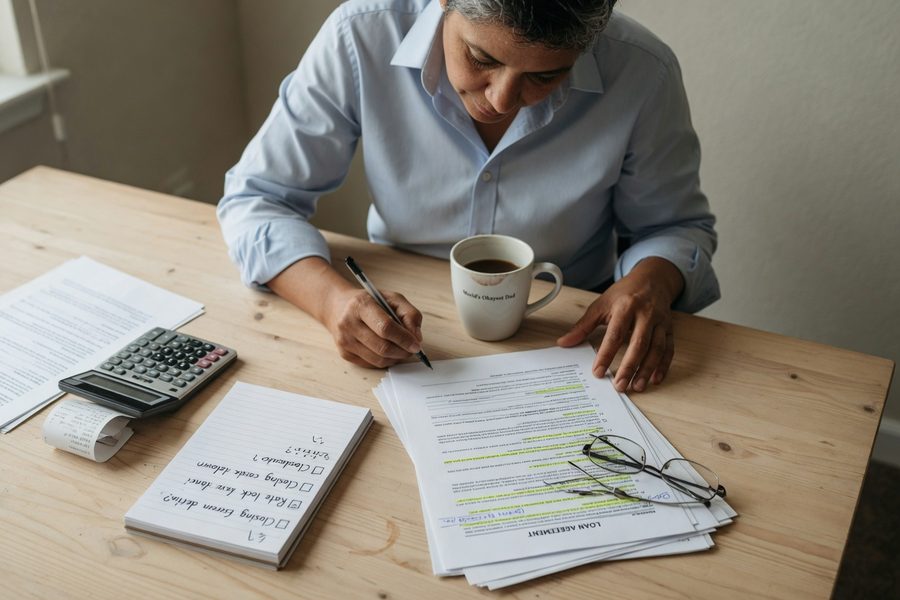 Close-up of a HELOC loan disclosure document highlighting the rate floor clause language