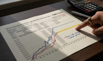 Graph showing prime rate plateau and its effect on variable mortgage principal and interest payments over time