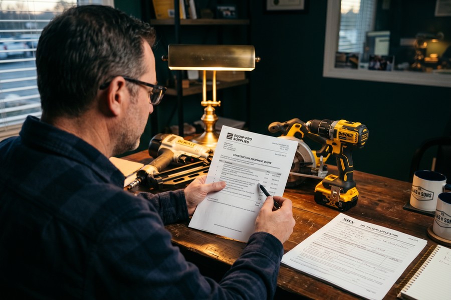 Side-by-side comparison diagram of SBA 504 and SBA 7a equipment financing programs