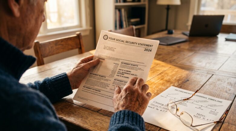 Comparison chart showing Social Security monthly benefits at claiming ages 62, 67, and 70