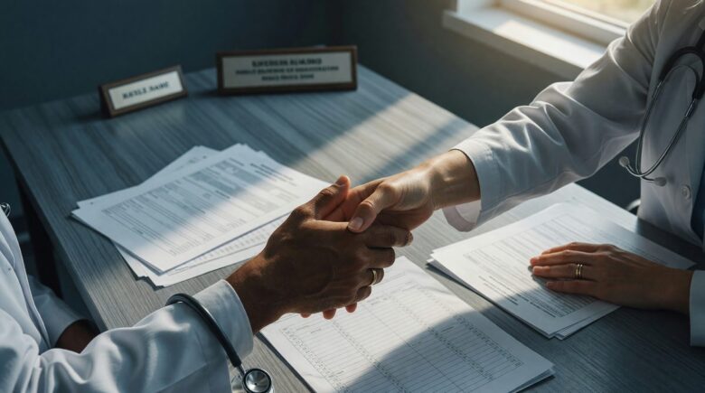 Comparison chart showing physician practice loan rates for solo owners versus group practices