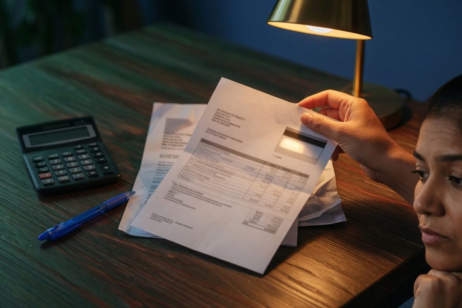Credit card statement with highlighted interest charge and minimum payment